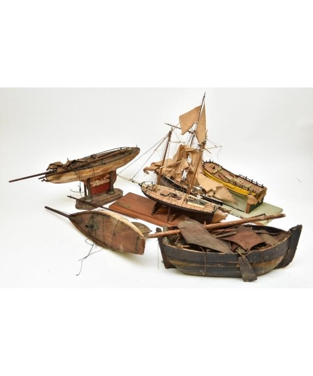 Six assorted pond models and ship