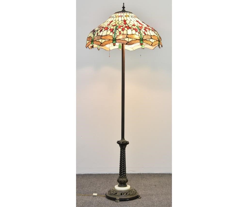 Tiffany style standing metal floor lamp