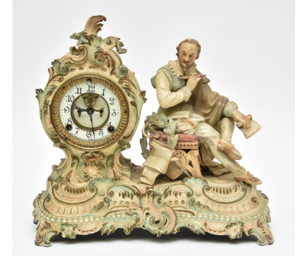 Ansonia figural clock Shakesphere 28b5c4