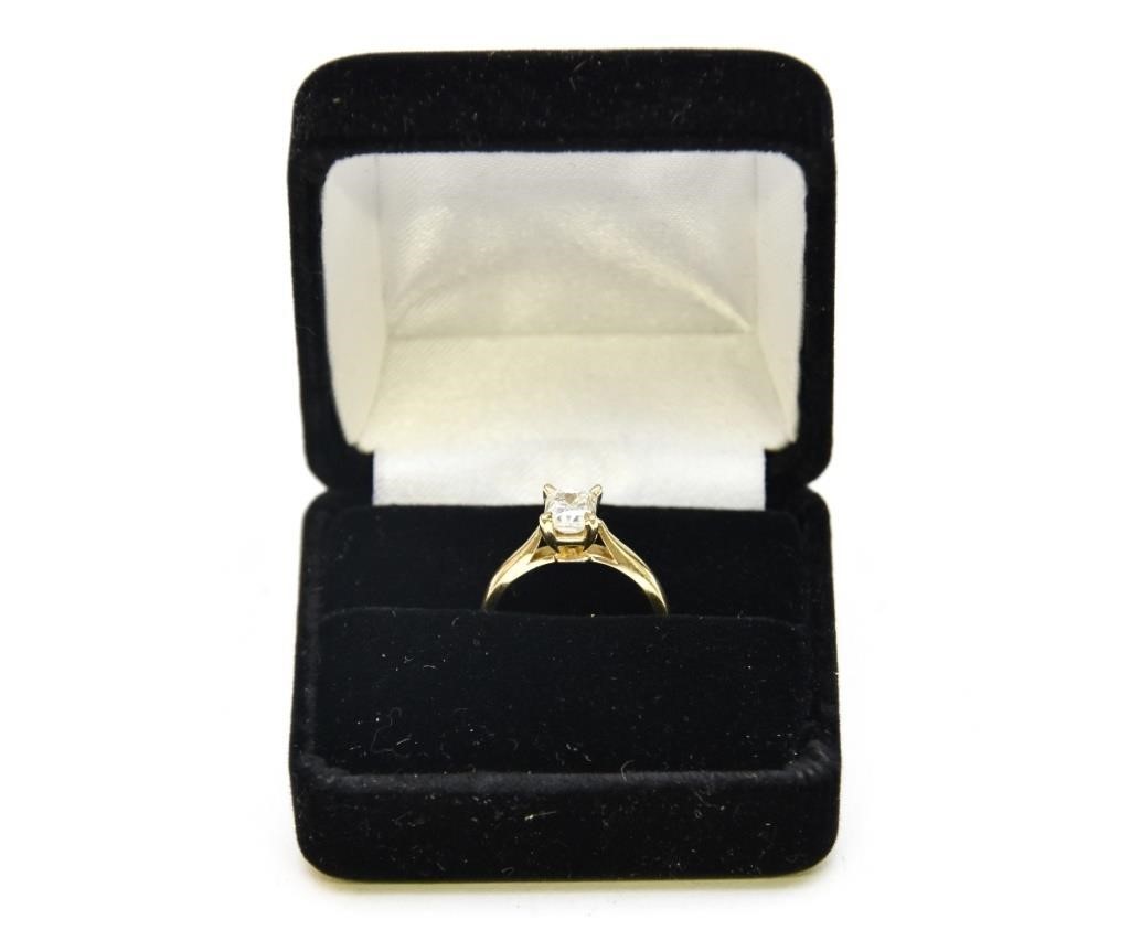 14k gold emerald cut diamond engagement