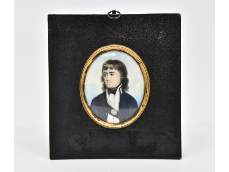 Miniature oval portrait of British