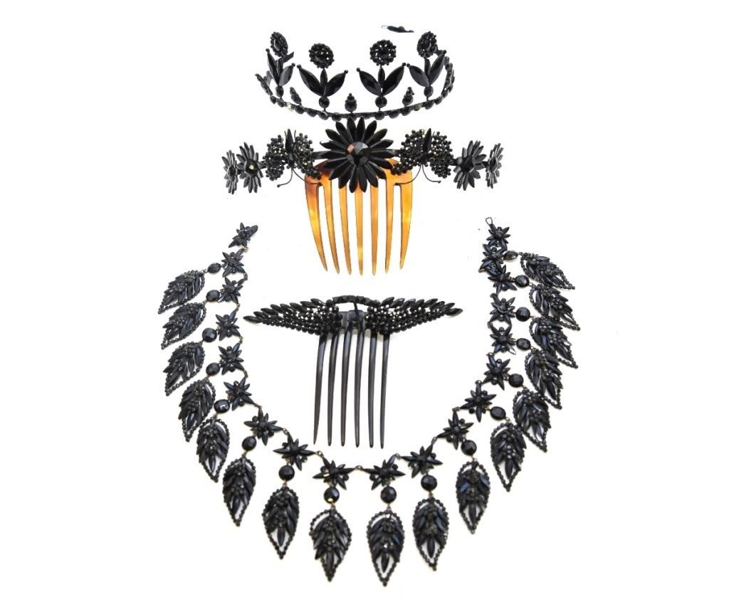 French jet mourning jewelry consisting