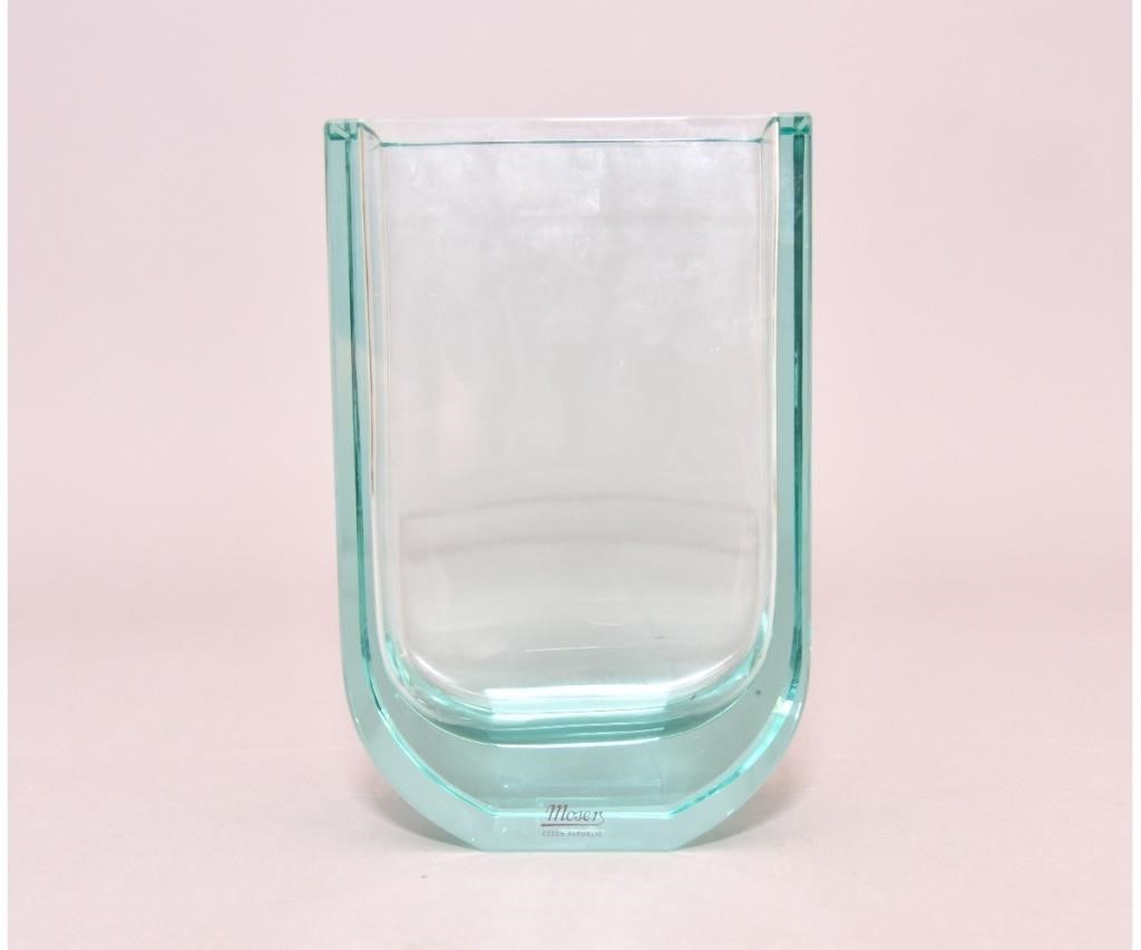 Czech Republic green glass vase,
