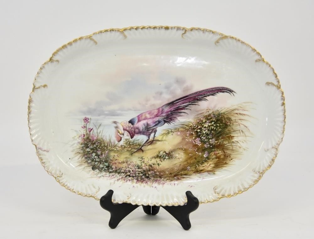 German porcelain pheasant platter, circa