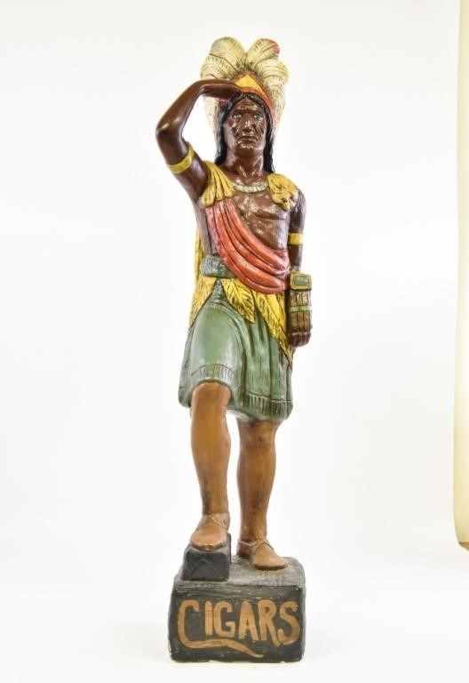 Plaster cigar store Indian statue,