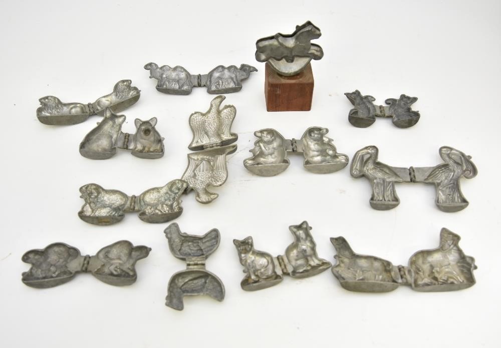 Collection of thirteen pewter animal
