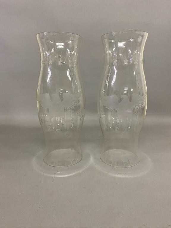 Pair of large glass hurricane shades 28b921