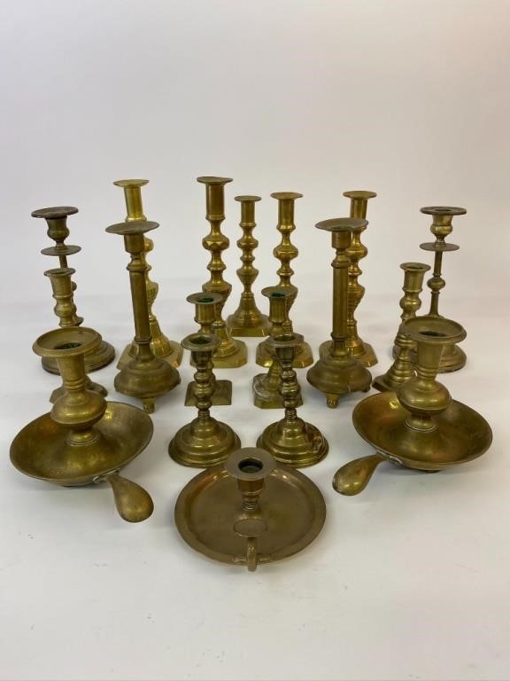 Brass Victorian candlesticks, etc.
Tallest