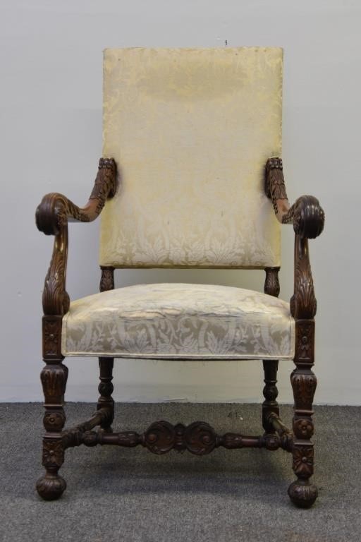 Continental walnut armchair, early 20th