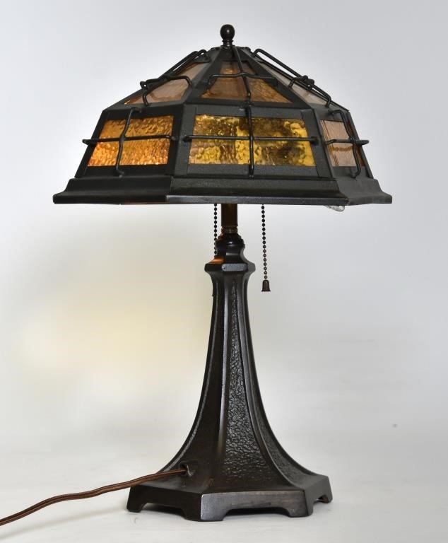 Arts Crafts iron table lamp with 28b994