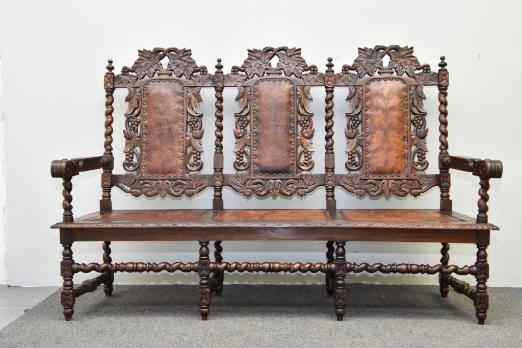 Jacobean style walnut settle, circa