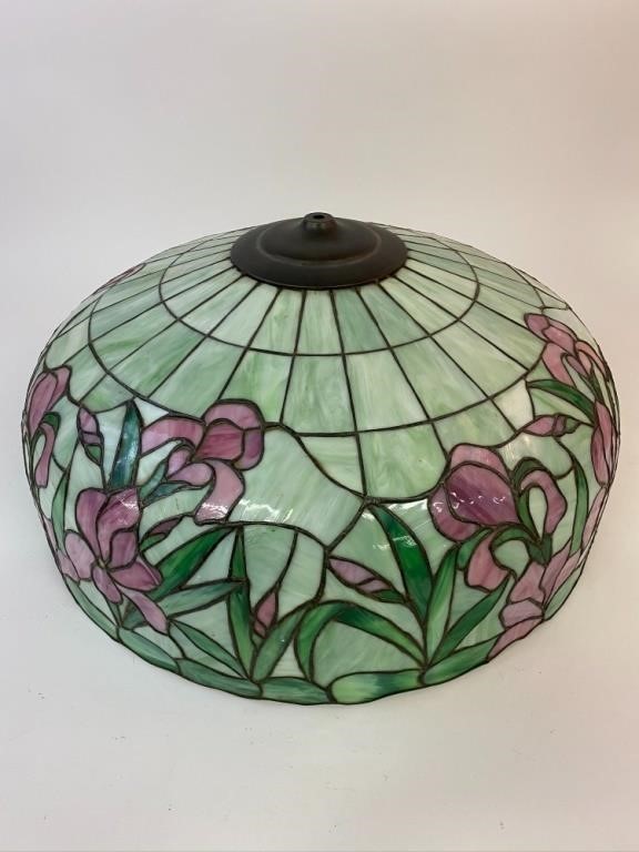 Large glass leaded lamp shade,