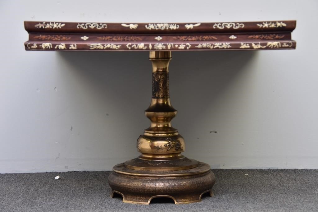 Asian inlaid table with fine figural