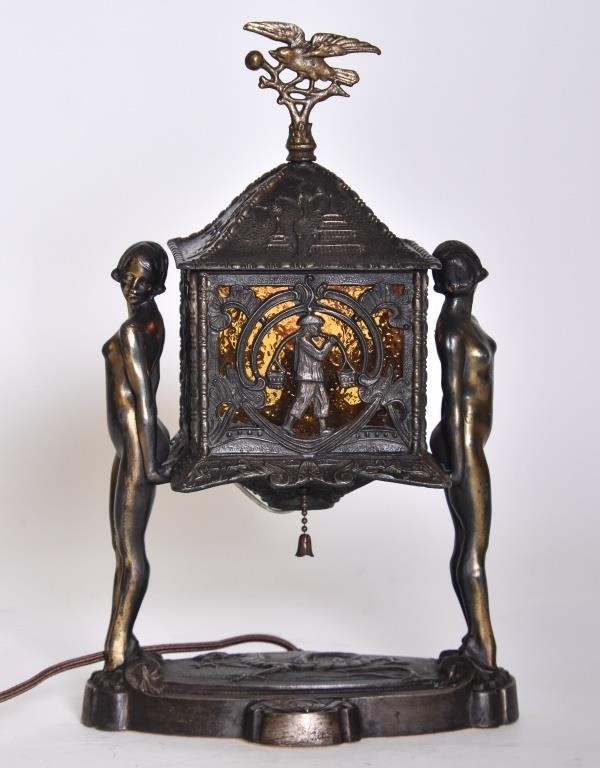 Asian faux bronze bordello lamp  28ba12