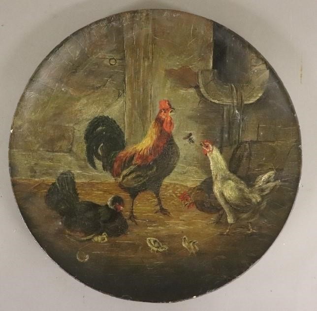 Composition plate with oil painting