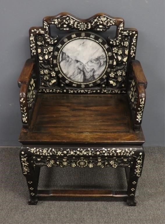 Asian wood armchair 19th c with 28bac3