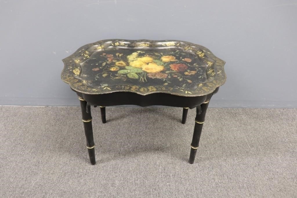 Victorian tole decorated tray table 28bb07