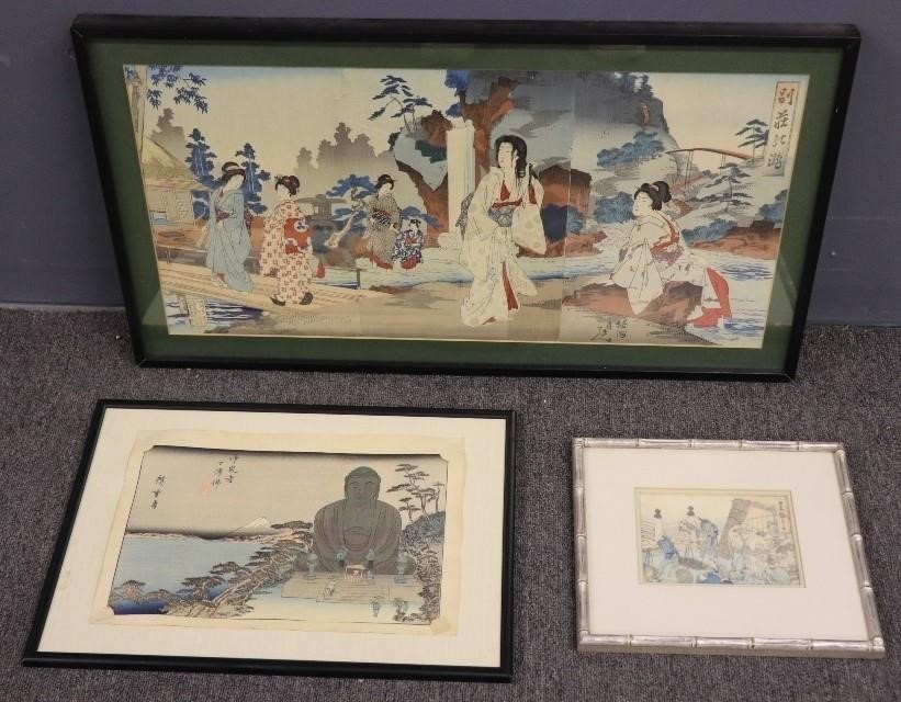 Three Japanese wood block prints
largest