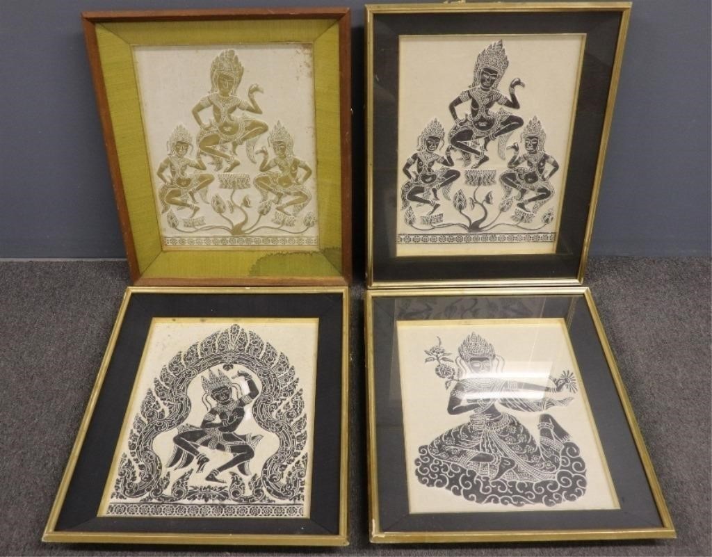 Suite of four deity block prints, Thailand,