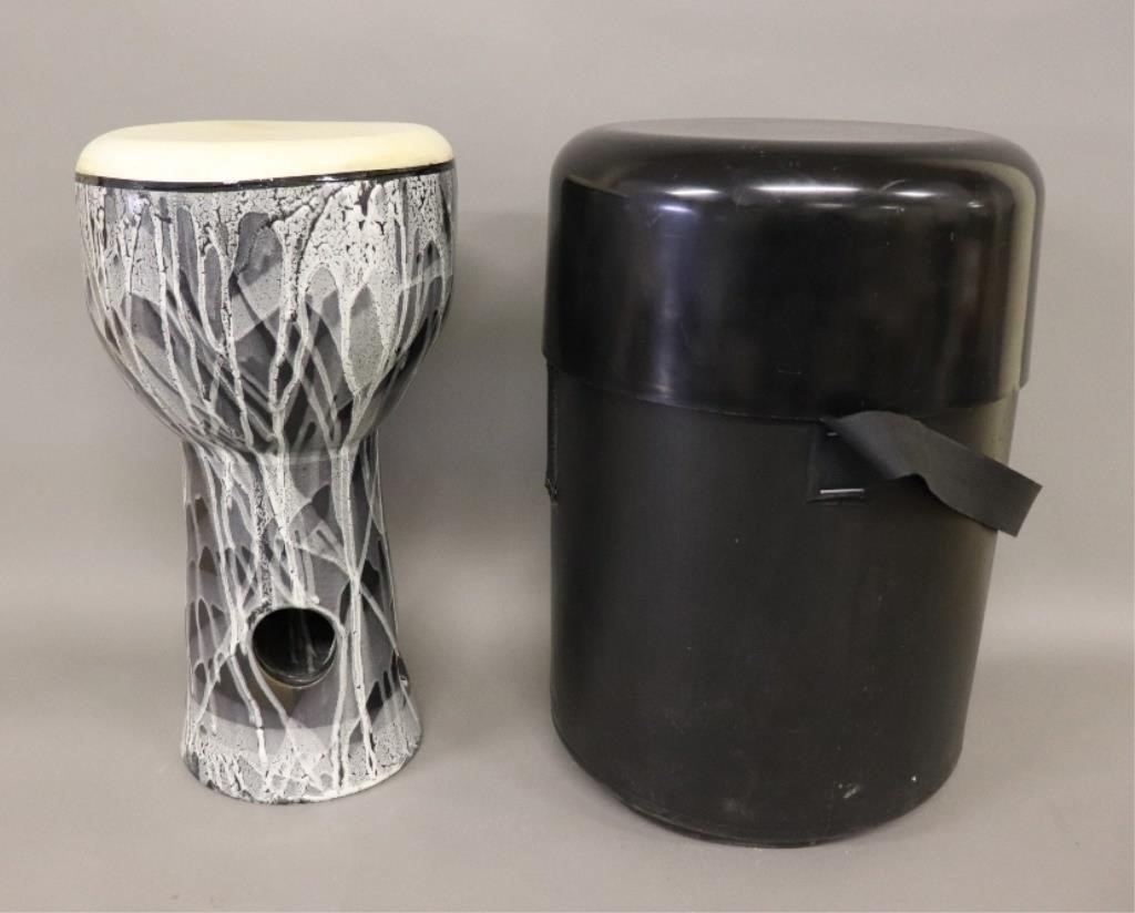 African porcelain drum and case,