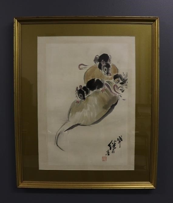 Large Chinese water color of rats 28bbea