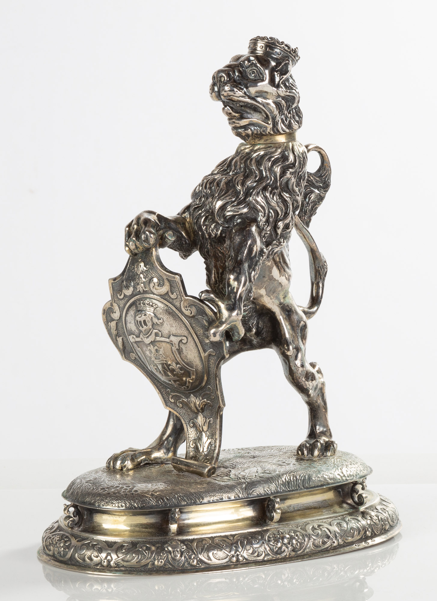 GERMAN SILVER GILT HERALDIC LION CUP