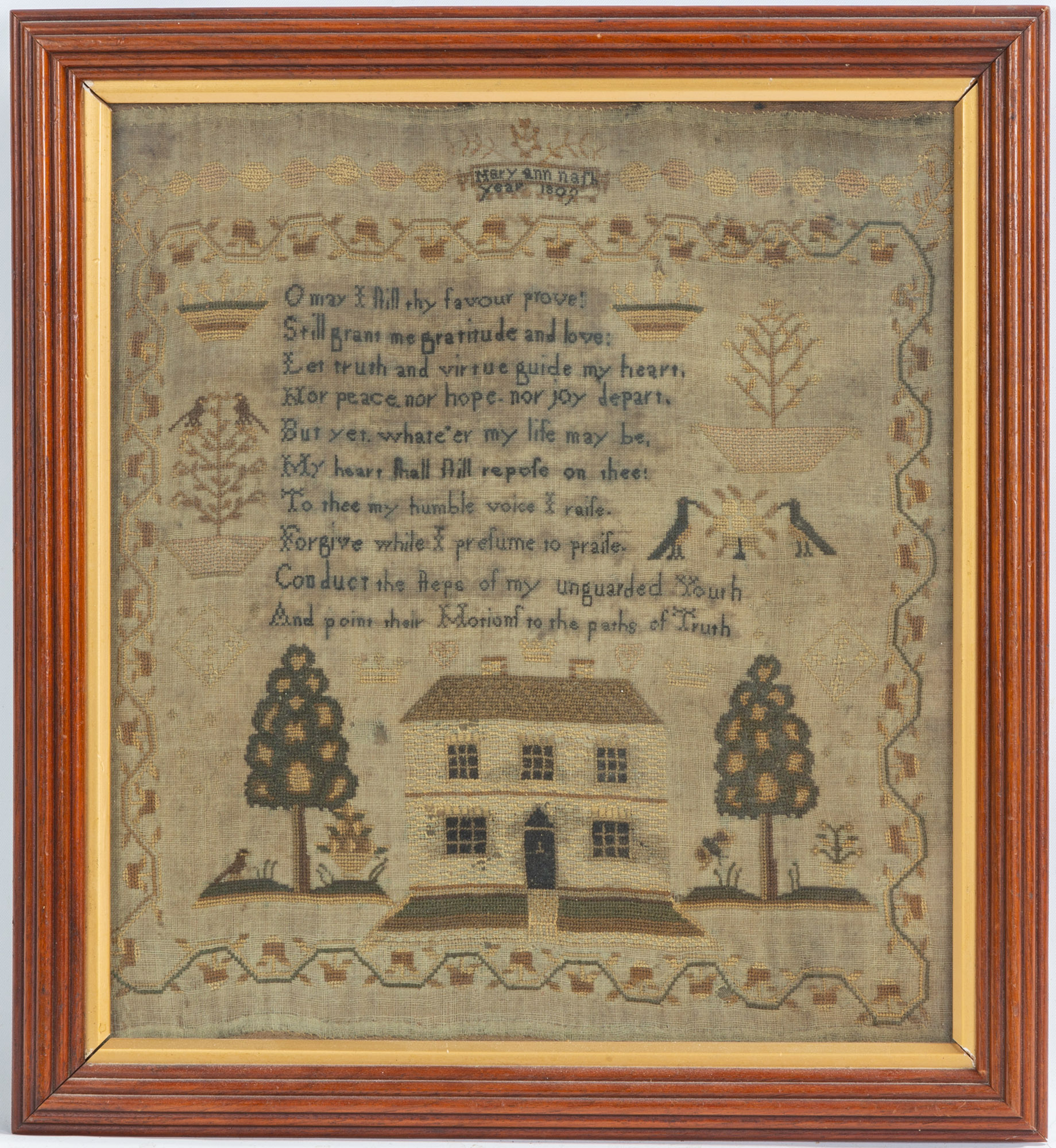 1809 SAMPLER Needlework on silk  28bcda