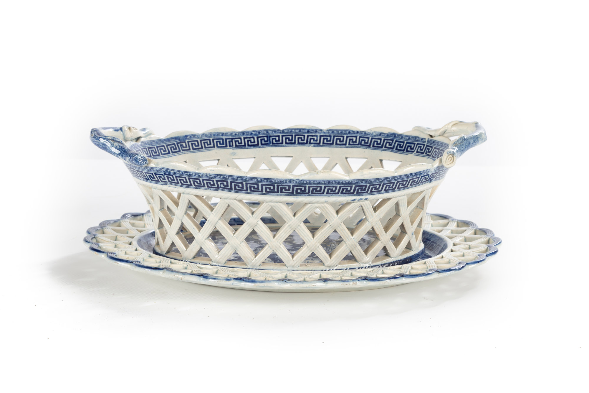 SPODE BLUE TRANSFER PRINTED FRUIT