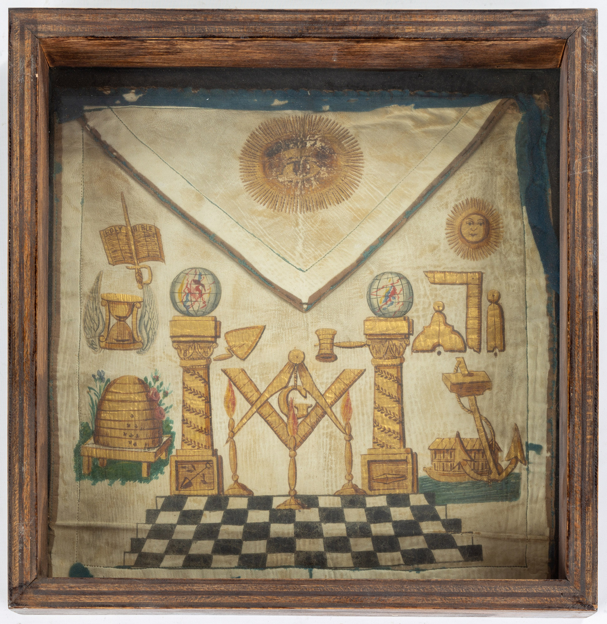 19TH CENTURY MASONIC SILK EMBROIDERED