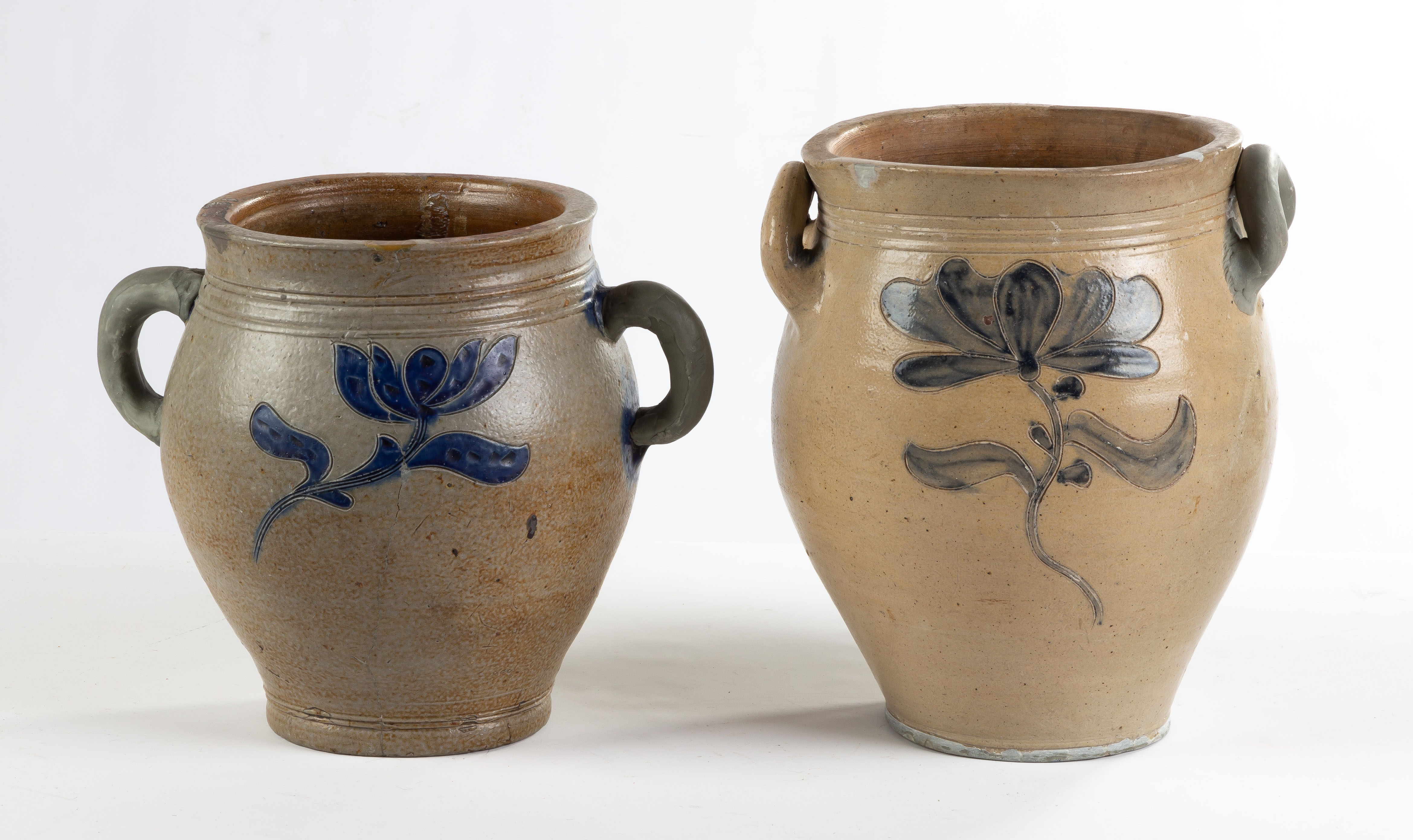 (2) EARLY 19TH CENTURY STONEWARE CROCKS