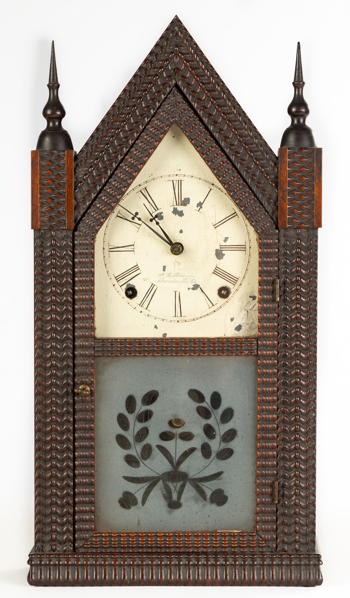 JC BROWN RIPPLE FRONT STEEPLE CLOCK 28bd6c