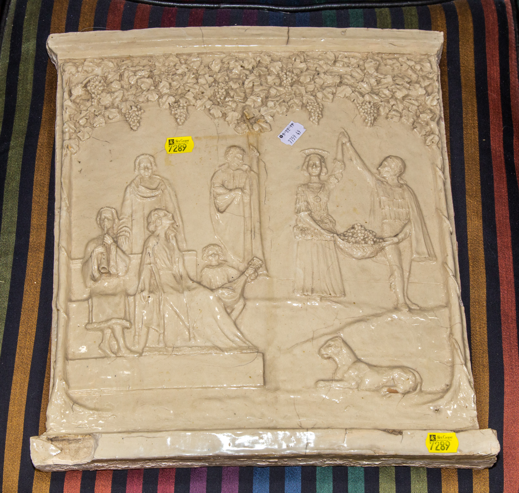 ARTS CRAFTS GLAZED RELIEF PLAQUE 2896c6