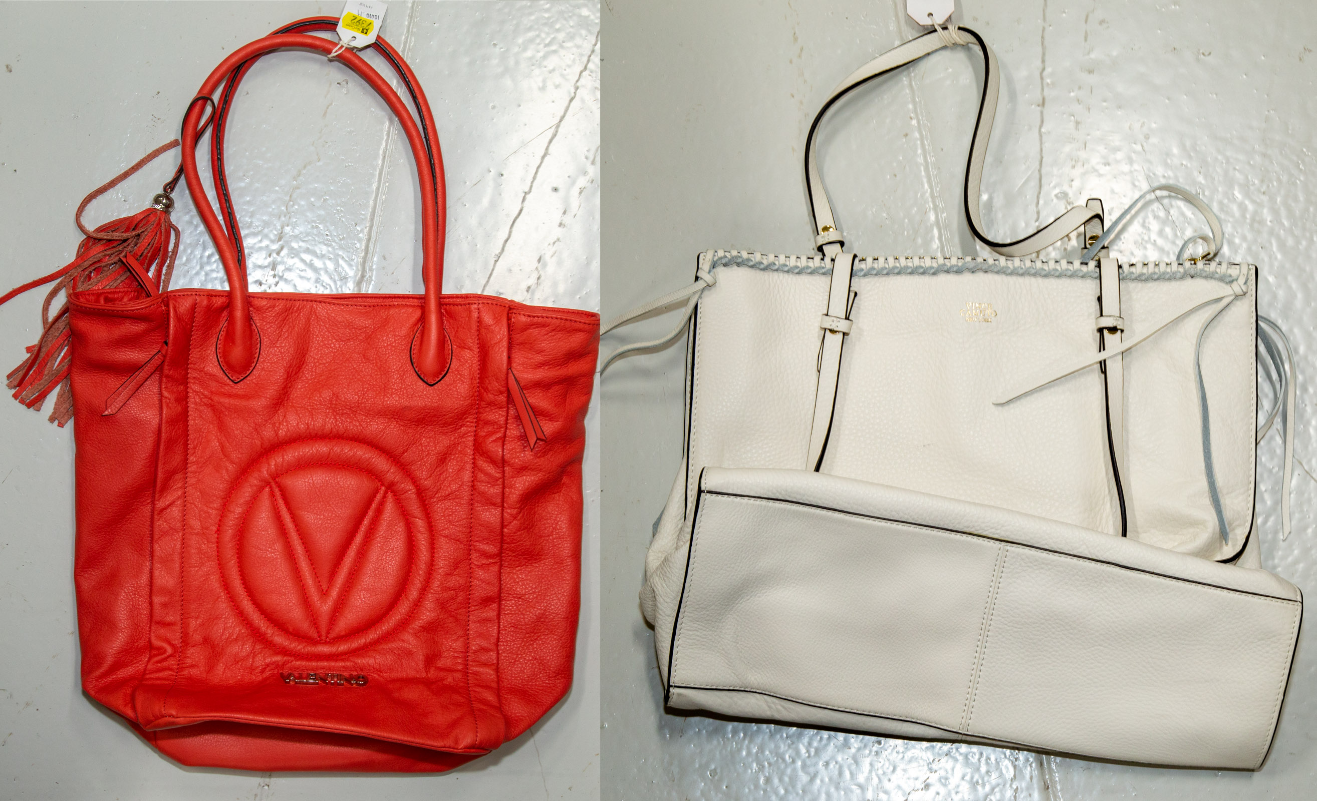 A RED TOTE & VINCE CAMUTO TOTE