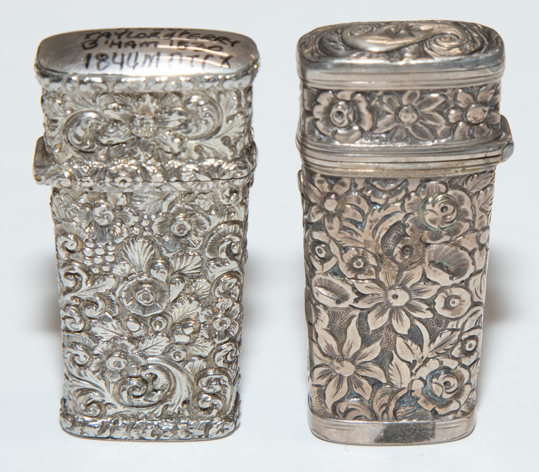 TWO WILLIAM IV REPOUSSE SILVER-CASED