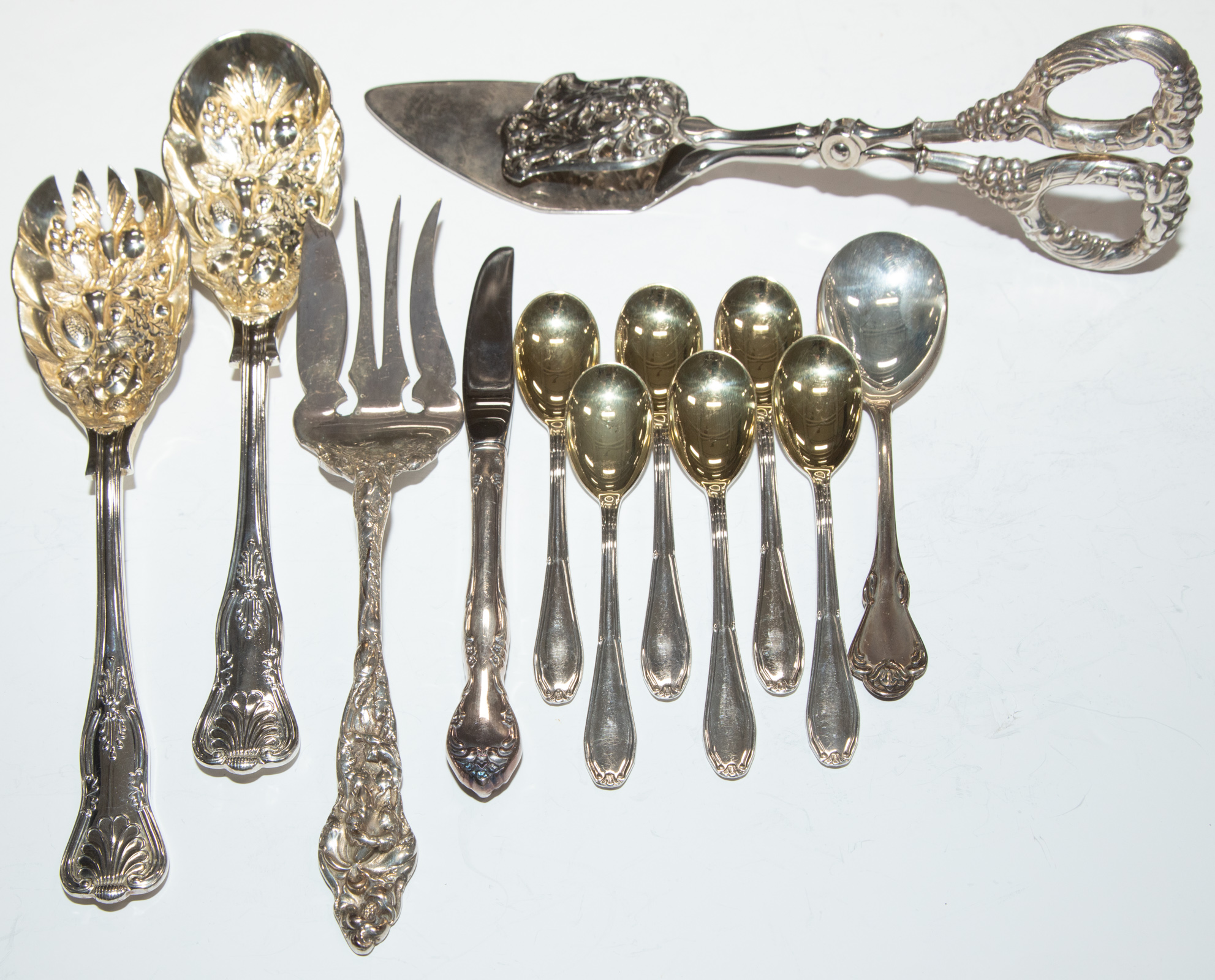 GROUP STERLING & SILVER PLATED FLATWARE/