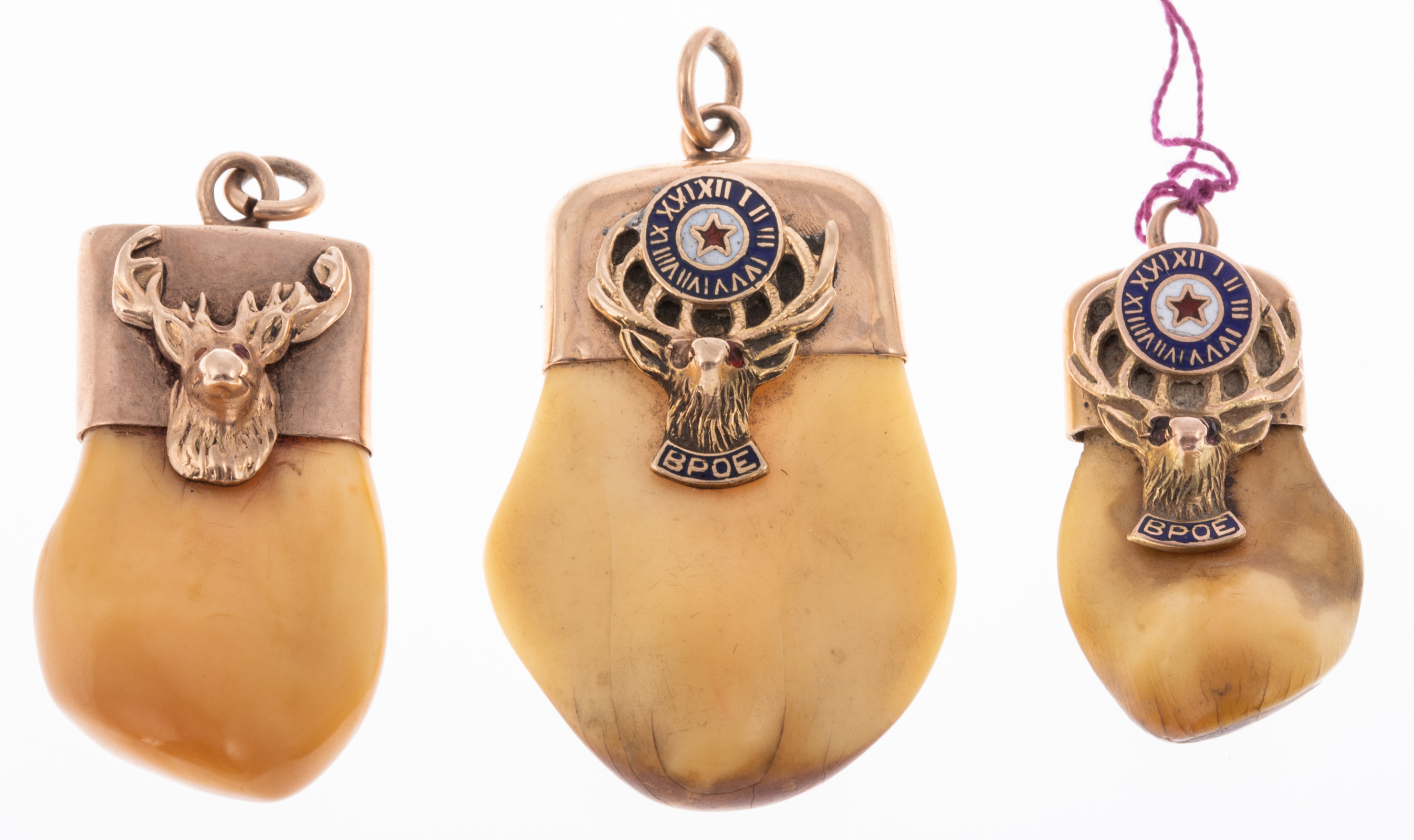 ELKS TOOTH PENDANTS B.P.O.E. Three