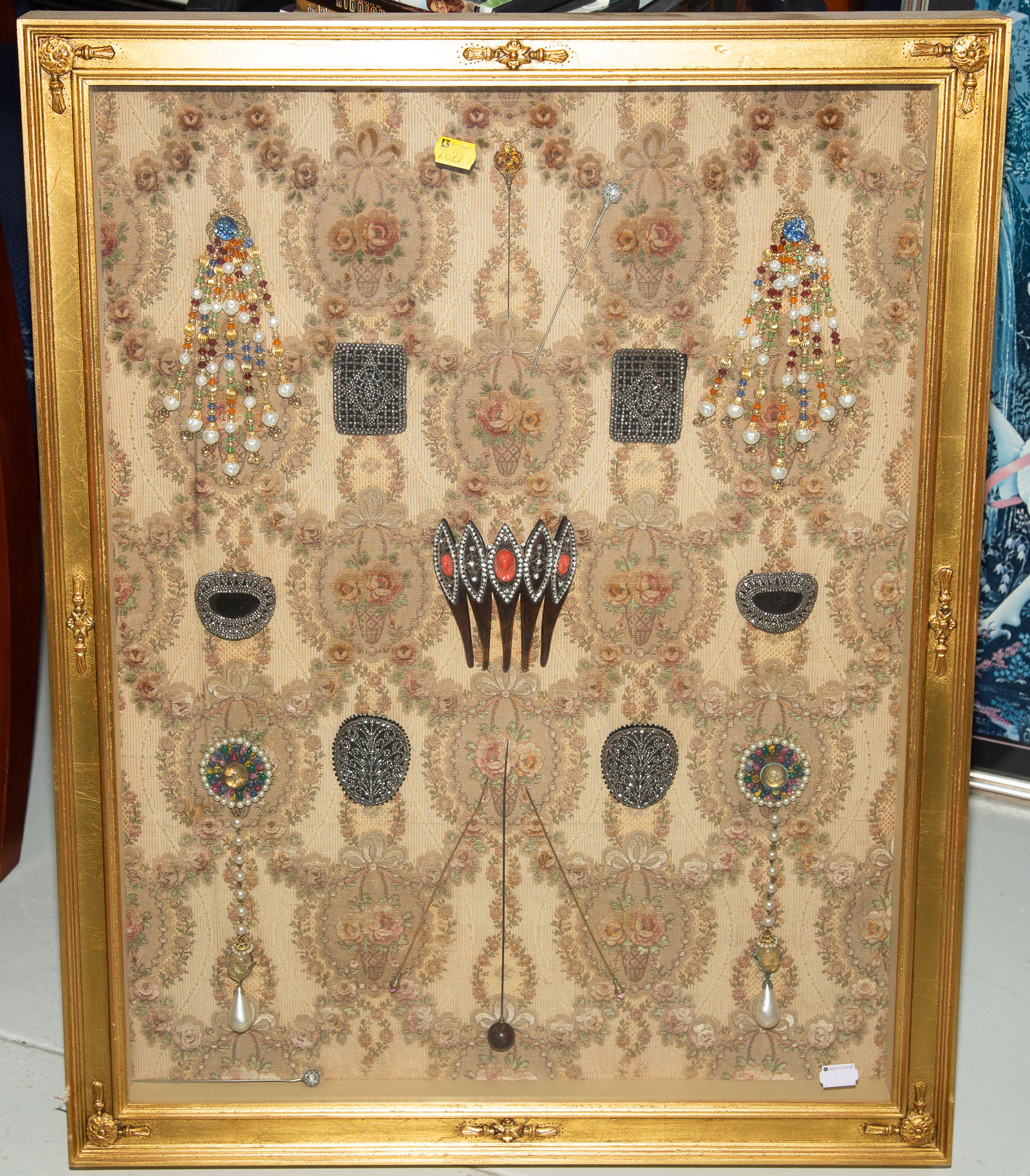FRAMED GROUPING OF FASHION JEWELRY