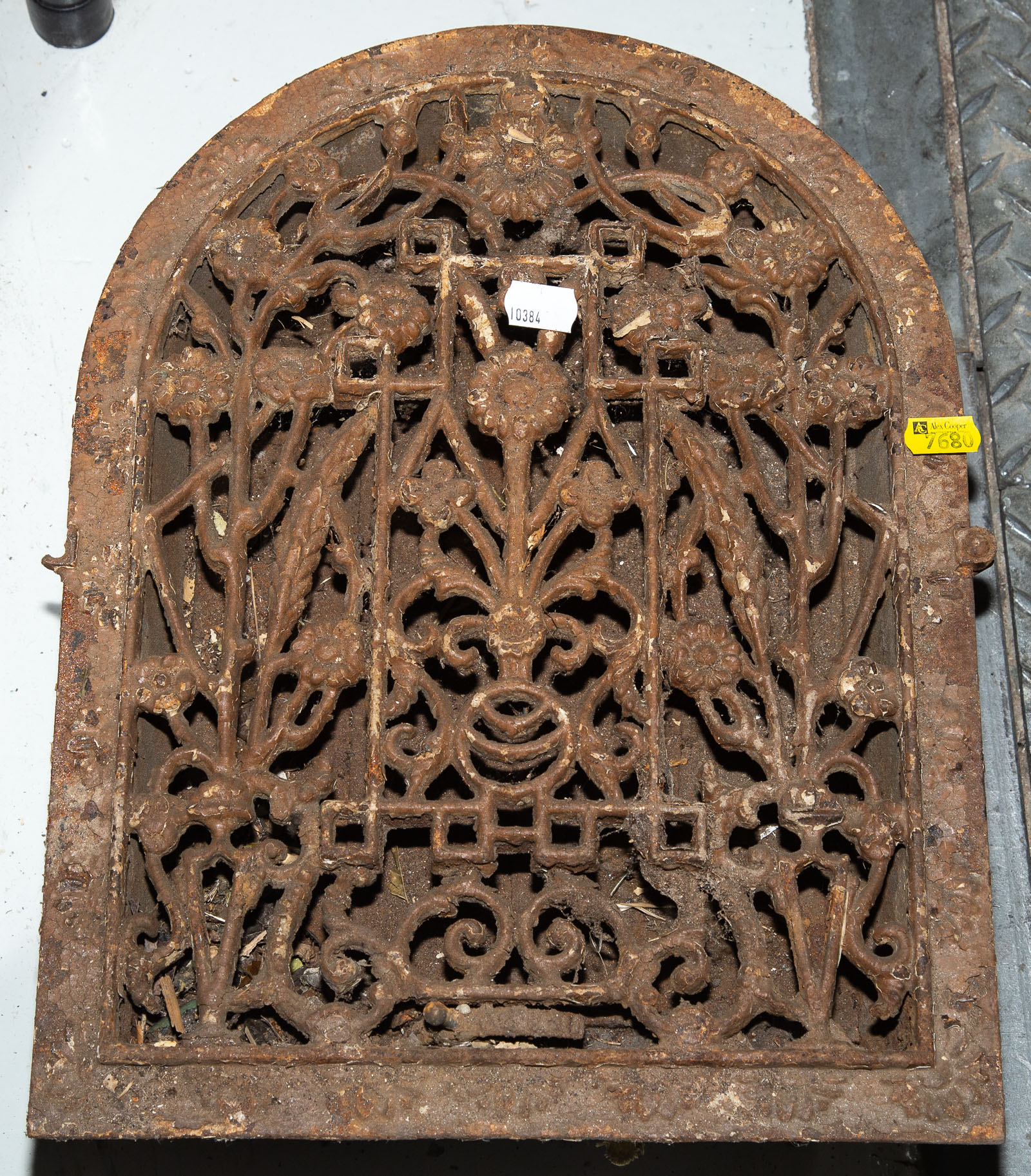 TWO CAST IRON HEATING GRATES .
