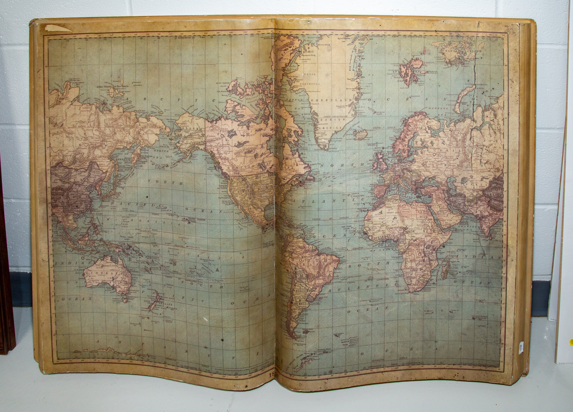 WALL MOUNTED OPEN BOOK WORLD MAP .