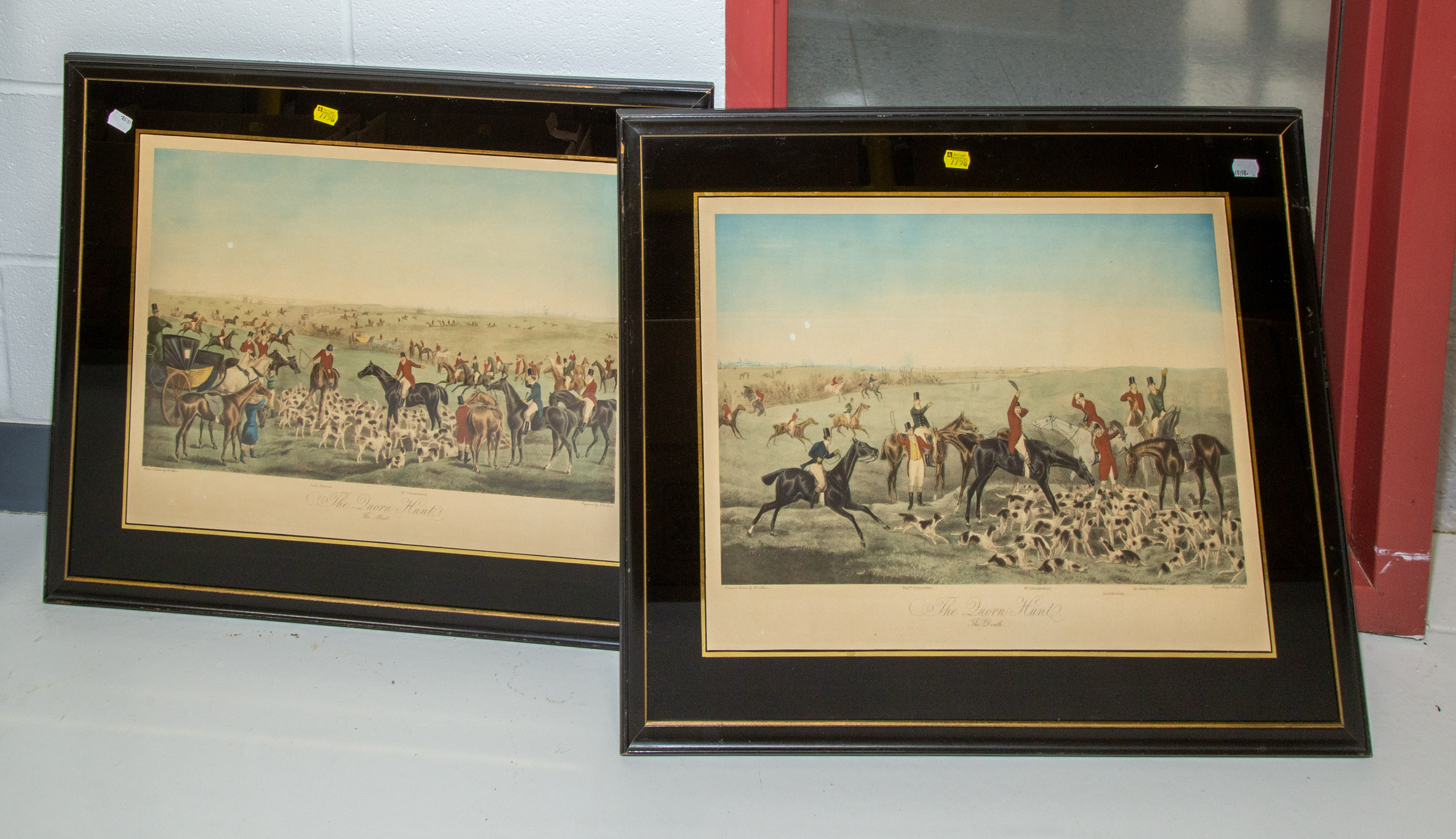TWO FRAMED FOX HUNTING SCENES .