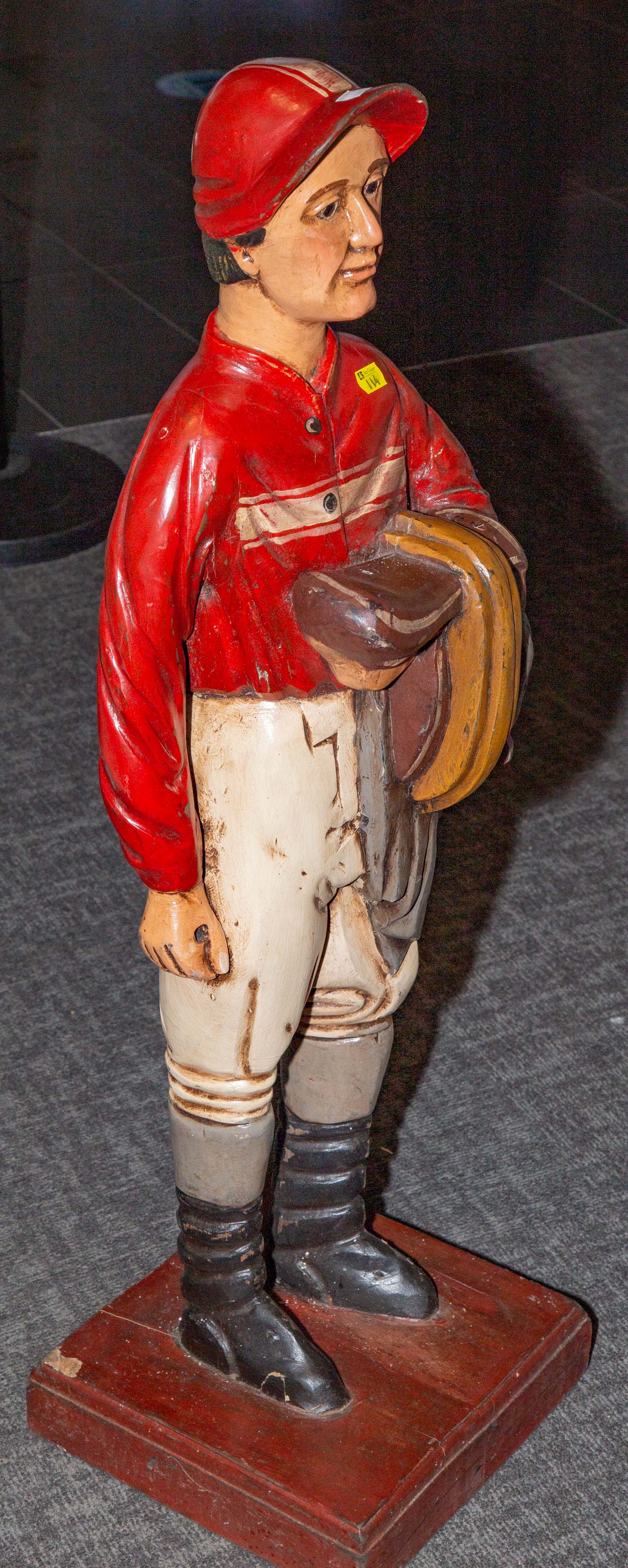 CARVED PAINTED WOODEN JOCKEY 28986f