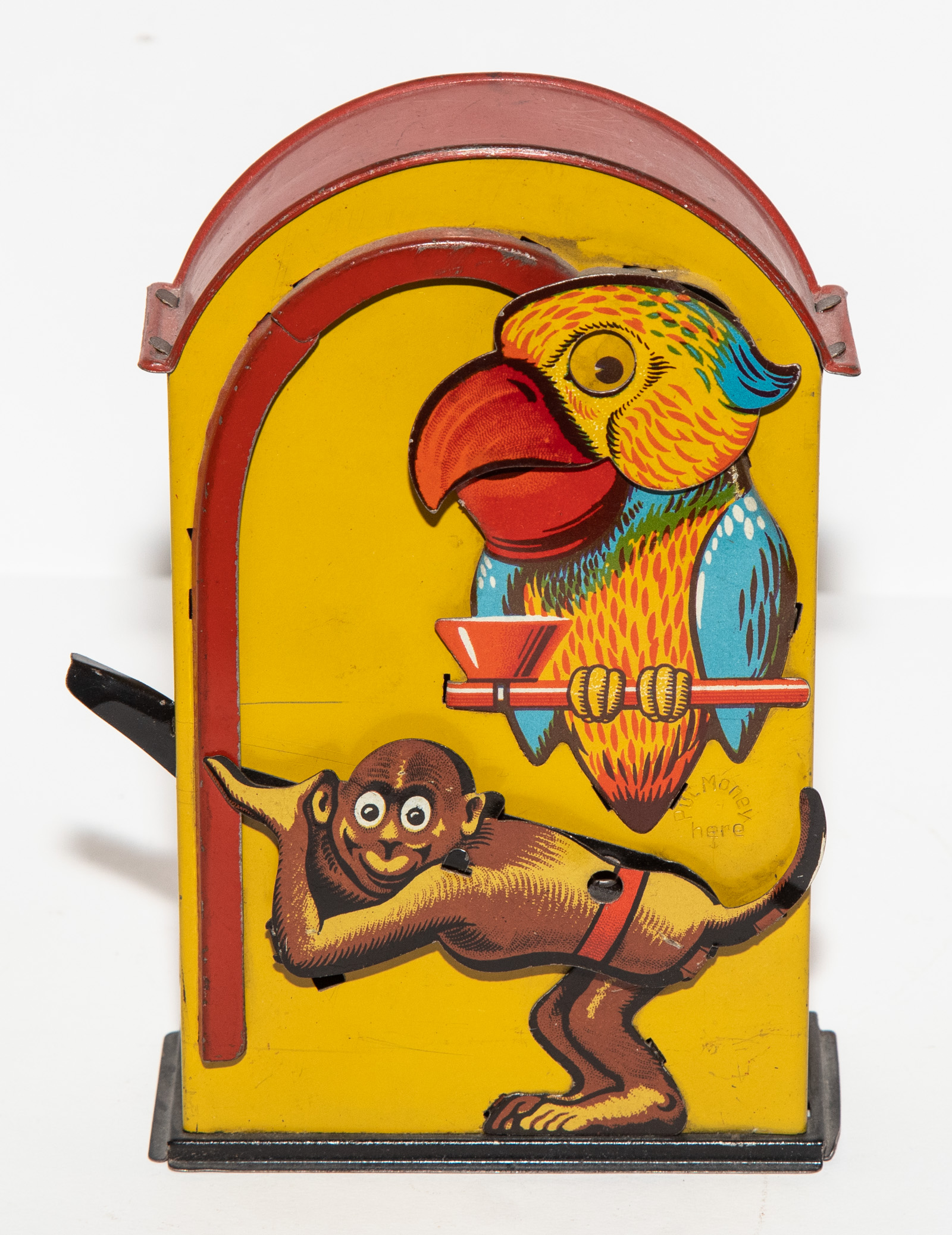 GERMAN TIN LITHO PARROT & MONEY