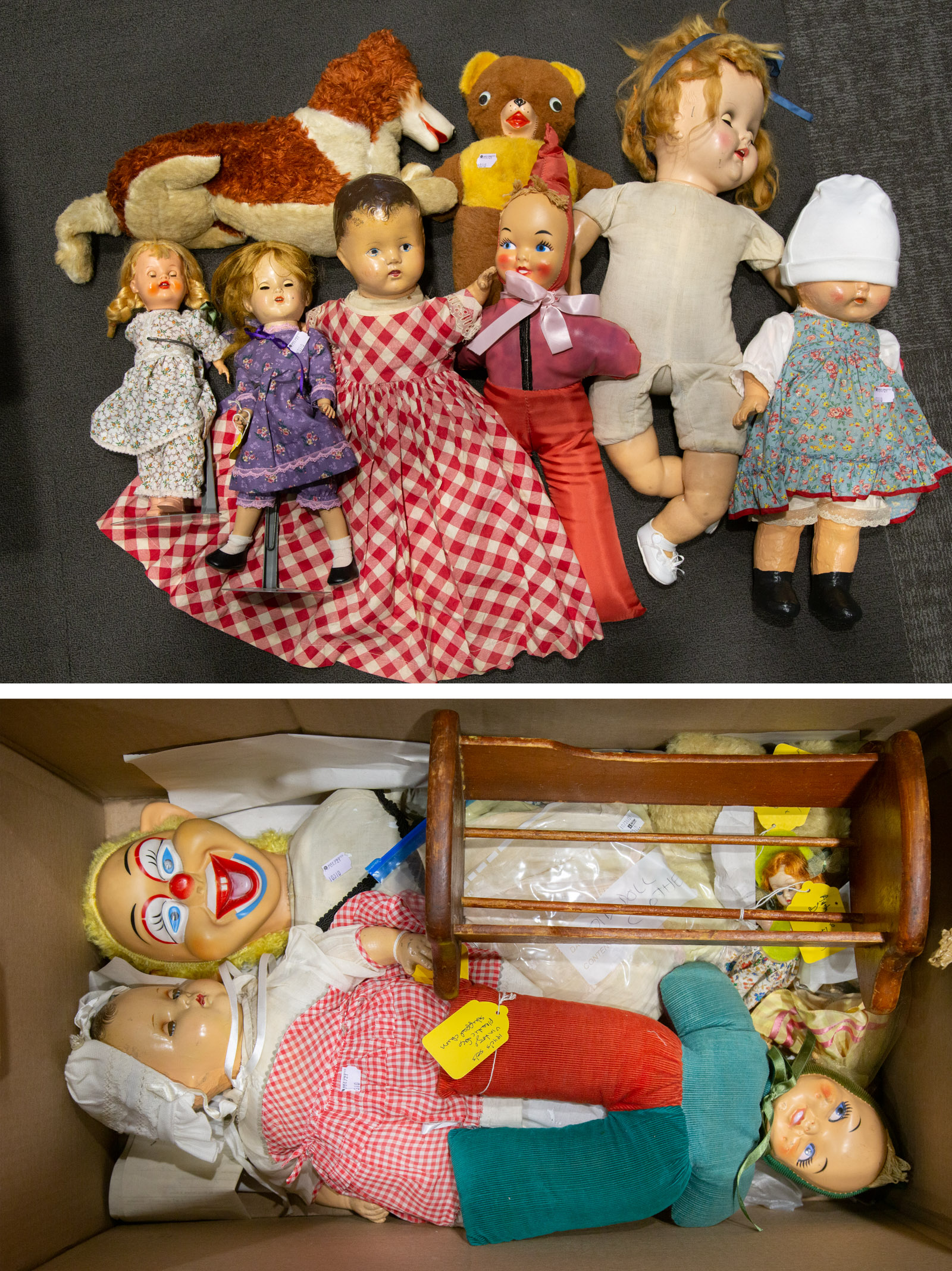 ASSORTED VINTAGE PLUSH TOYS DOLLS 2898c3