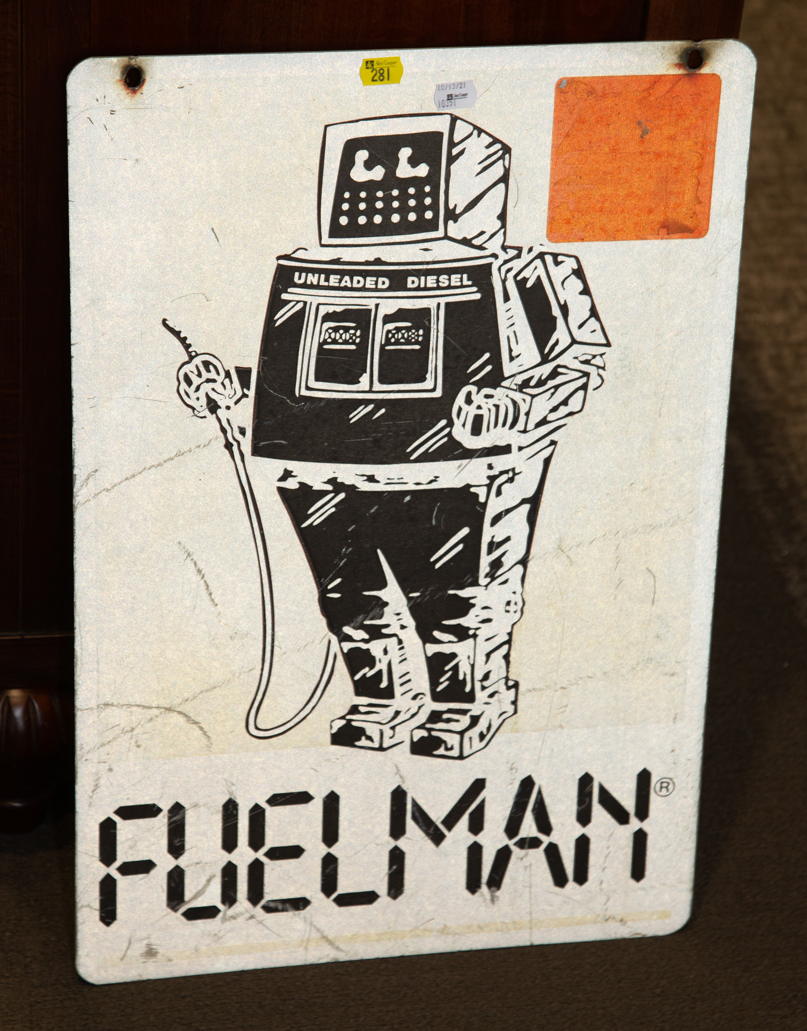 FUEL MAN DOUBLE SIDED METAL SIGN