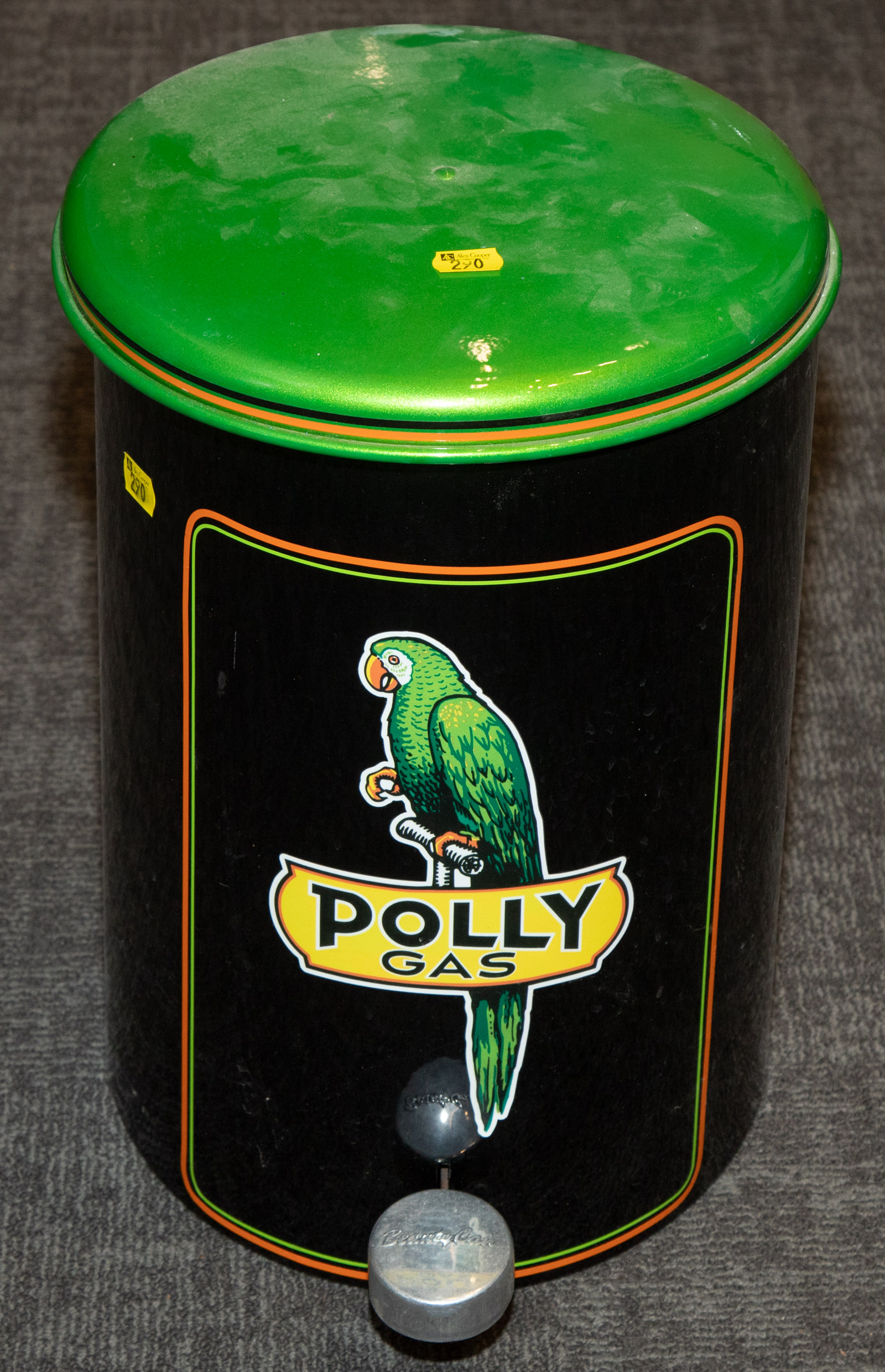 POLLY GAS ENAMELED METAL TRASH CAN With