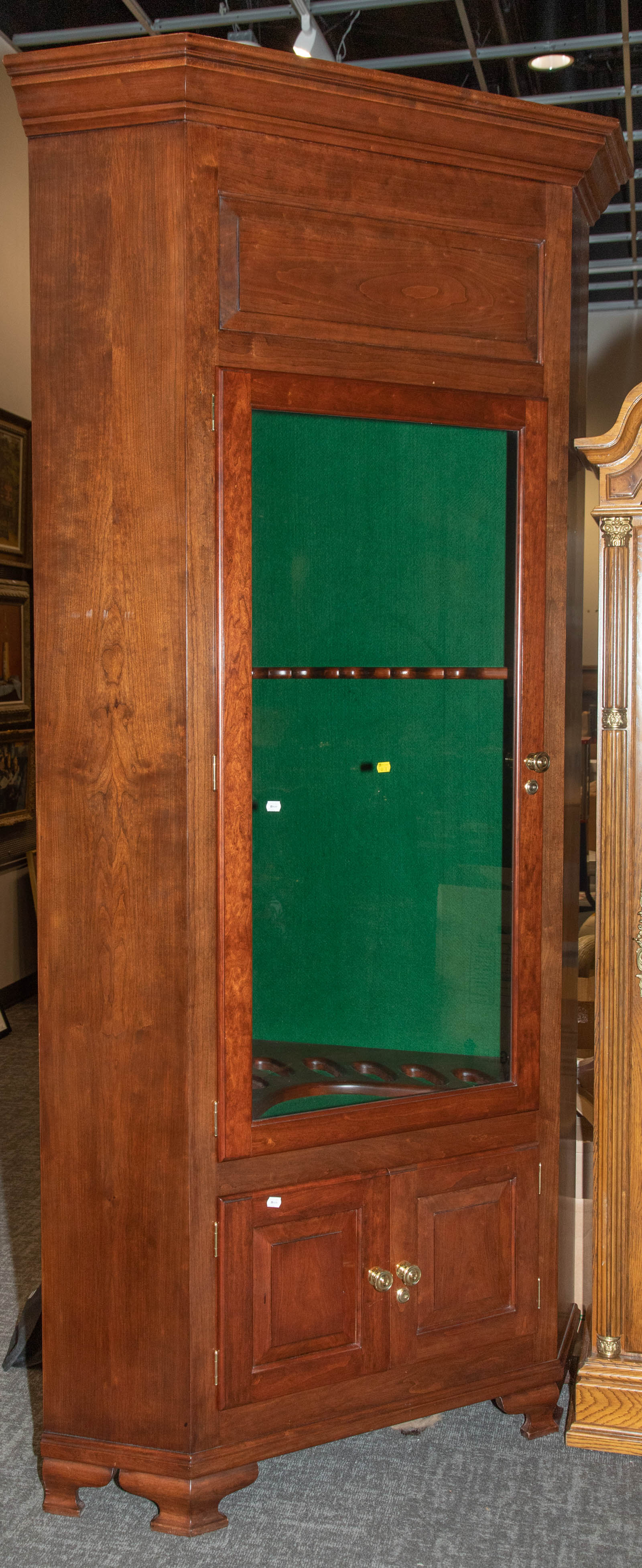 CUSTOM CHERRY CORNER GUN CABINET