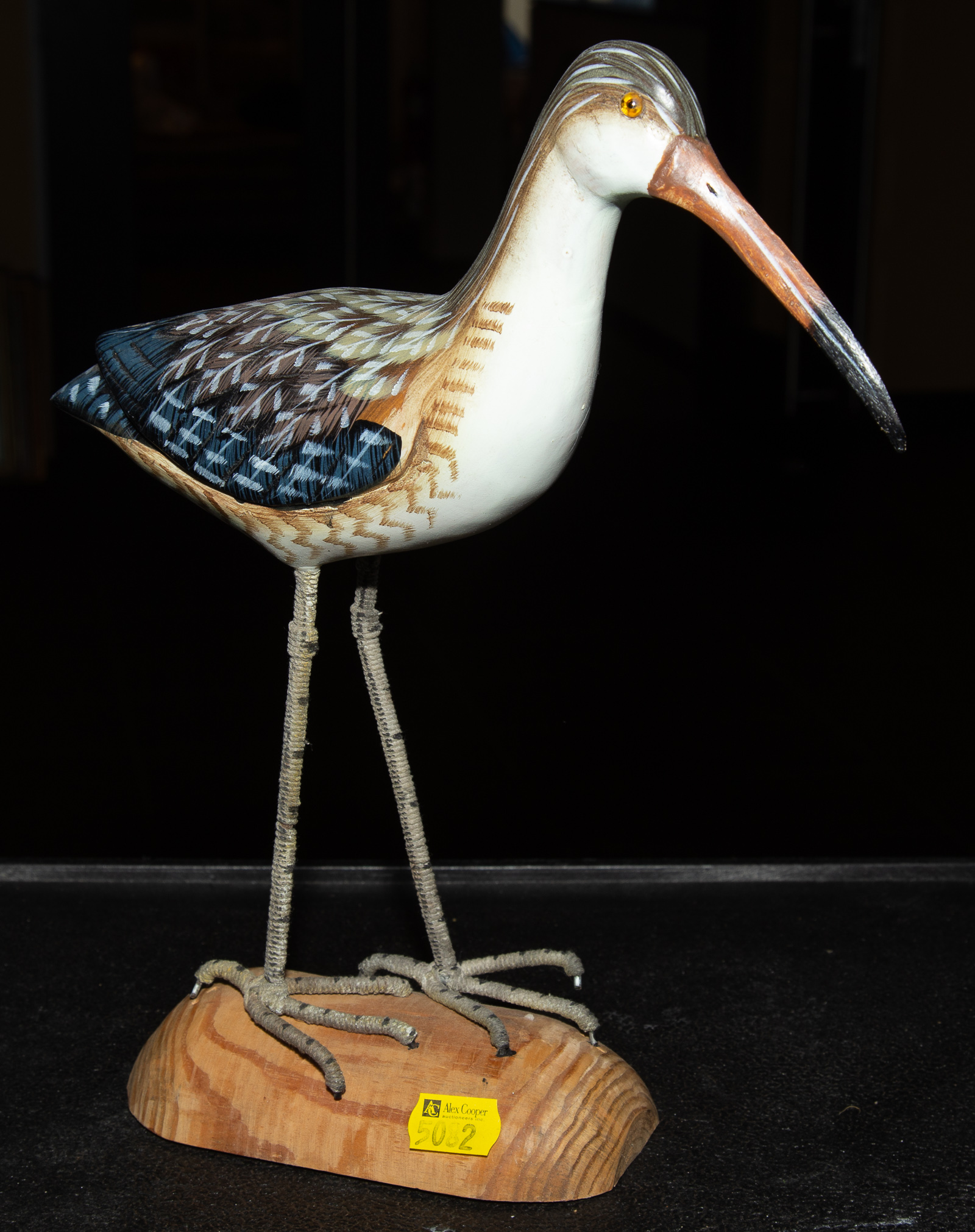 CARVED PAINTED WOOD SAND PIPER 289aba