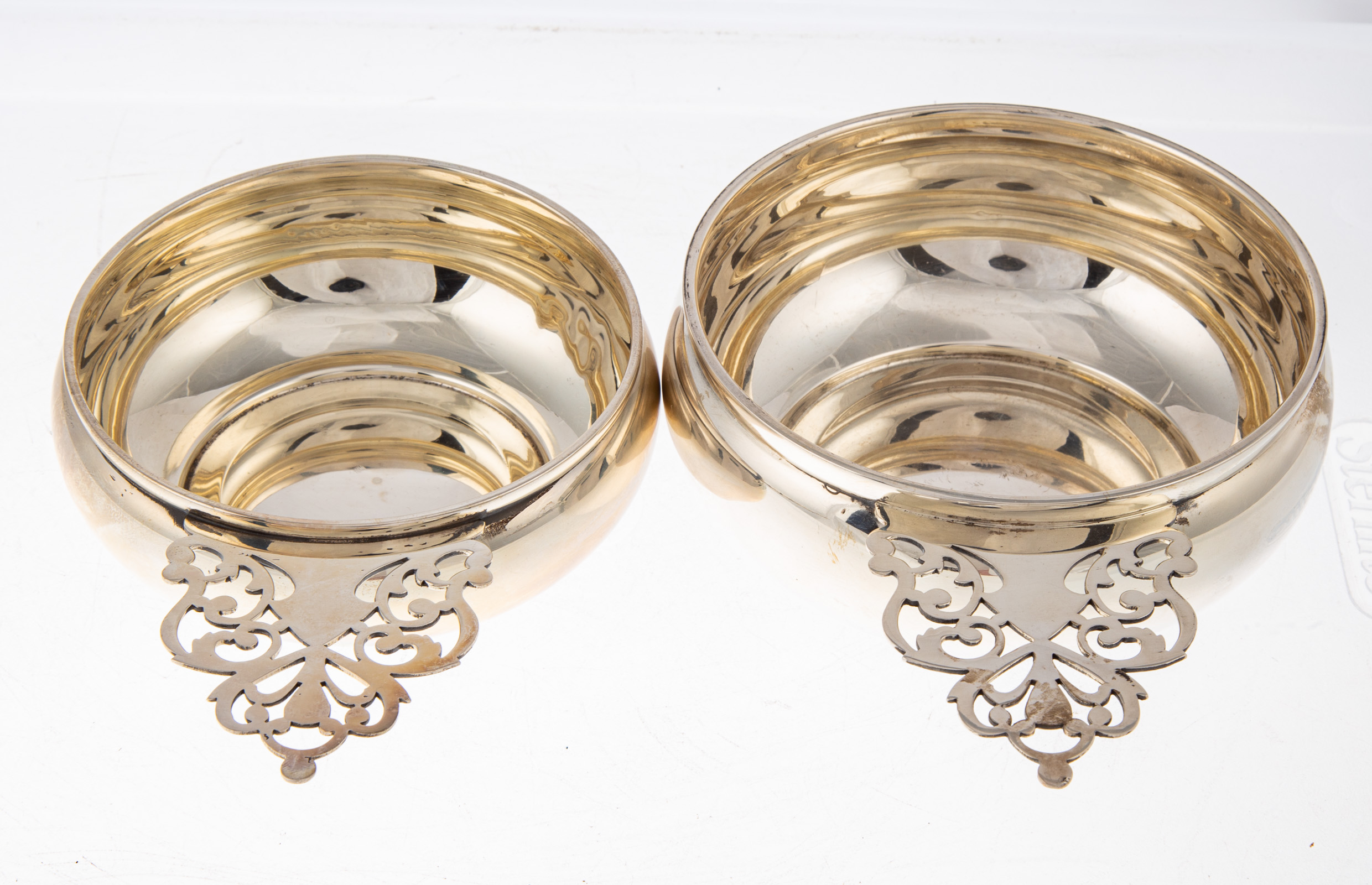 TWO STERLING PORRINGERS BY ELLMORE 289b9a