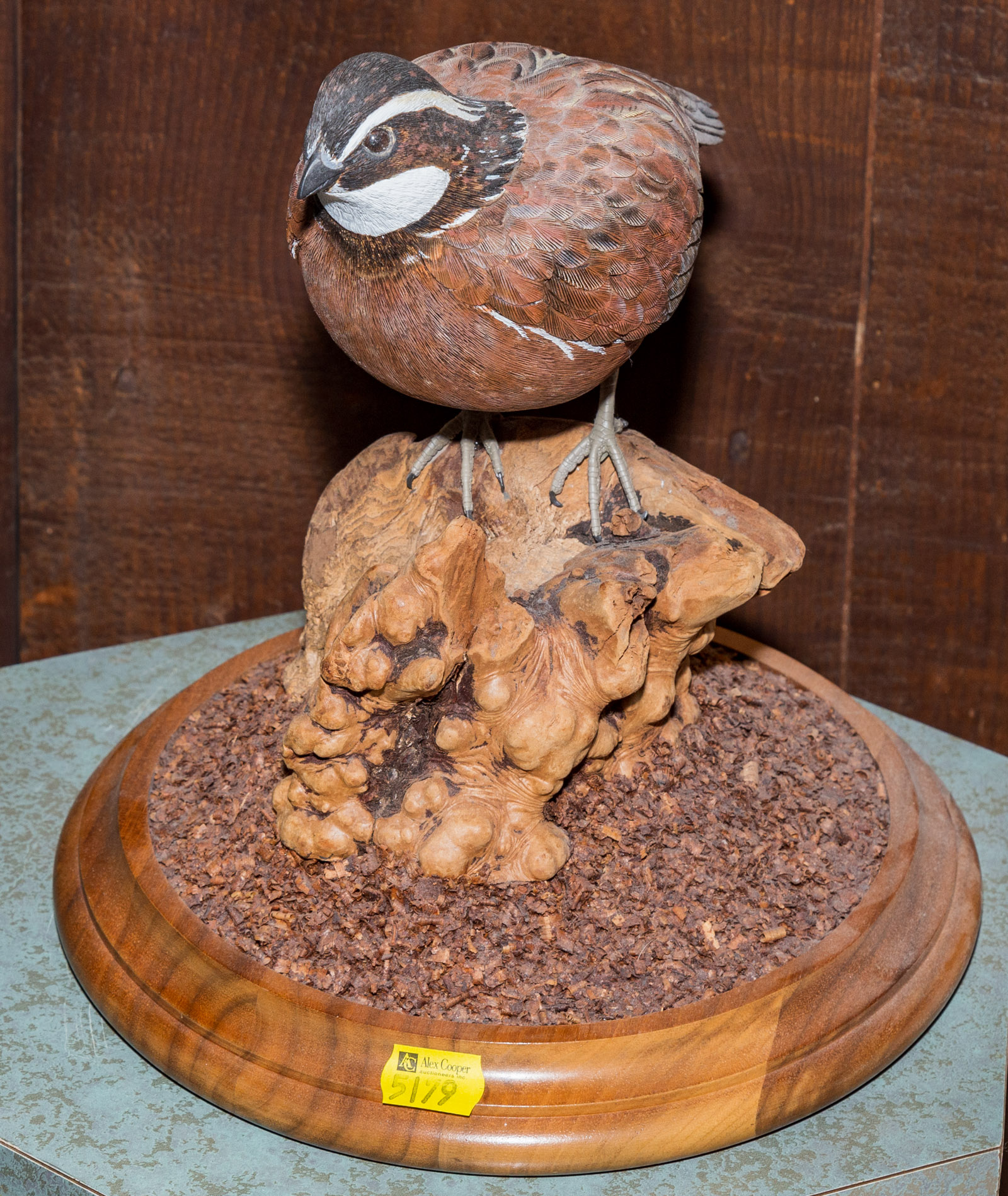 CARVED & PAINTED WOOD BOB WHITE QUAIL