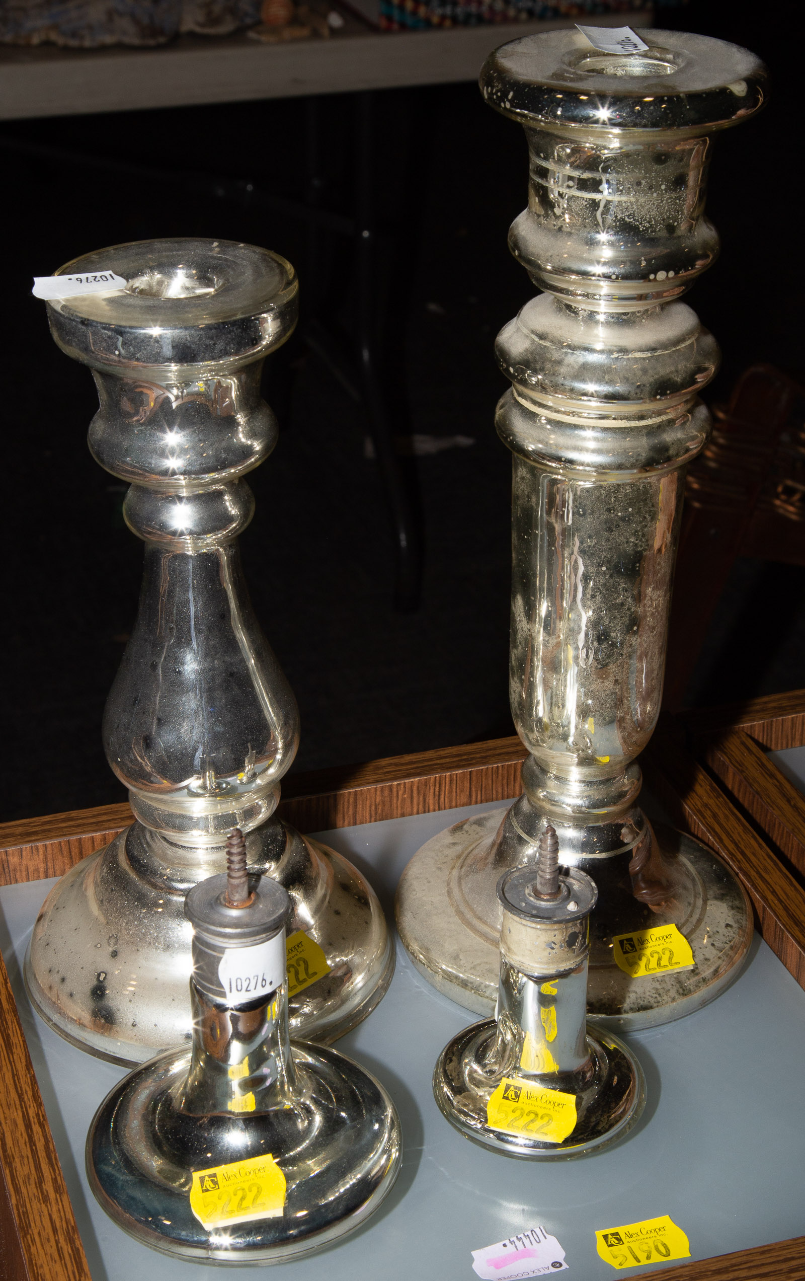 FOUR PIECES OF MERCURY GLASS Includes